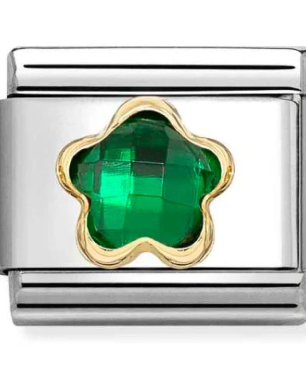 Charms NOMINATION 18K Zielona cyrkonia kwiatek Gold.jpg